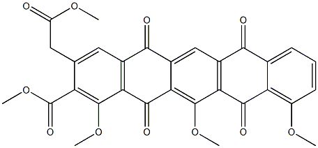 2-(Methoxycarbonyl)-3-[(methoxycarbonyl)methyl]-1,11,13-trimethoxy-5,7,12,14-pentacenetetrone 结构式