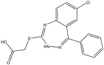 [(5-Phenyl-7-chloro-3H-1,3,4-benzotriazepin-2-yl)thio]acetic acid 结构式