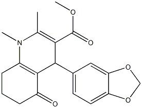 1,4,5,6,7,8-Hexahydro-5-oxo-1,2-dimethyl-4-(1,3-benzodioxol-5-yl)quinoline-3-carboxylic acid methyl ester 结构式