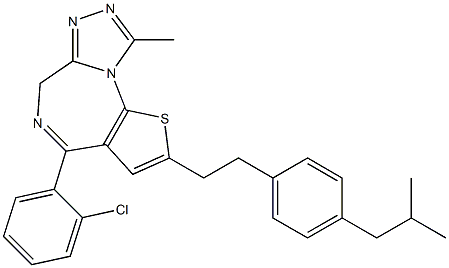 4-(2-Chlorophenyl)-2-[2-(4-isobutylphenyl)ethyl]-9-methyl-6H-thieno[3,2-f][1,2,4]triazolo[4,3-a][1,4]diazepine 结构式