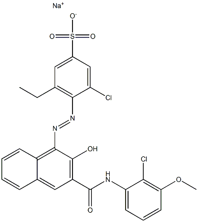 3-Chloro-5-ethyl-4-[[3-[[(2-chloro-3-methoxyphenyl)amino]carbonyl]-2-hydroxy-1-naphtyl]azo]benzenesulfonic acid sodium salt 结构式