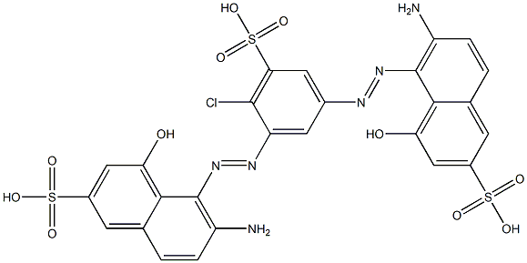 5,5'-[(4-Chloro-5-sulfo-1,3-phenylene)bis(azo)]bis[6-amino-4-hydroxy-2-naphthalenesulfonic acid] 结构式