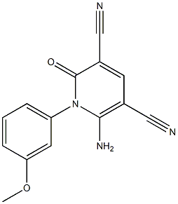 1-(3-Methoxyphenyl)-2-oxo-6-amino-1,2-dihydropyridine-3,5-dicarbonitrile 结构式