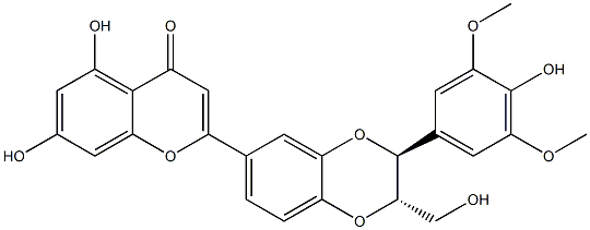 2-[[(2S,3S)-2,3-Dihydro-3-(4-hydroxy-3,5-dimethoxyphenyl)-2-hydroxymethyl-1,4-benzodioxin]-6-yl]-5,7-dihydroxy-4H-1-benzopyran-4-one 结构式