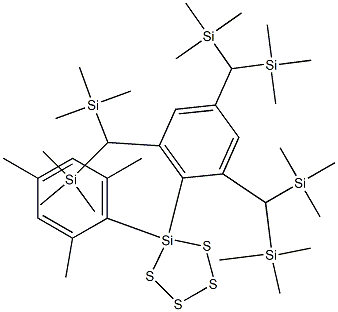 1-Mesityl-1-[2,4,6-tris[bis(trimethylsilyl)methyl]phenyl]-1-sila-2,3,4,5-tetrathiacyclopentane 结构式