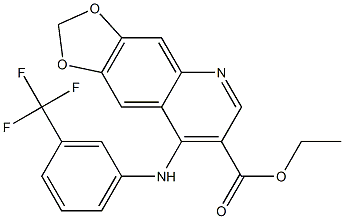 4-[[3-(Trifluoromethyl)phenyl]amino]-6,7-(methylenedioxy)quinoline-3-carboxylic acid ethyl ester 结构式