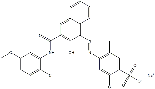 2-Chloro-5-methyl-4-[[3-[[(2-chloro-5-methoxyphenyl)amino]carbonyl]-2-hydroxy-1-naphtyl]azo]benzenesulfonic acid sodium salt 结构式