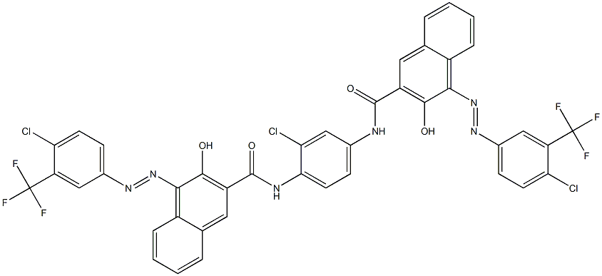 1,4-Bis[1-[[4-chloro-3-(trifluoromethyl)phenyl]azo]-2-hydroxy-3-naphthoylamino]-2-chlorobenzene 结构式