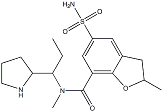 5-Aminosulfonyl-2,3-dihydro-2-methyl-N-(1-ethyl-2-pyrrolidinylmethyl)-N-methylbenzofuran-7-carboxamide 结构式