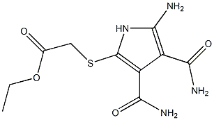 2-Amino-5-[(ethoxycarbonylmethyl)thio]-1H-pyrrole-3,4-dicarboxamide 结构式