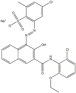 4-Chloro-2-methyl-6-[[3-[[(2-chloro-6-ethoxyphenyl)amino]carbonyl]-2-hydroxy-1-naphtyl]azo]benzenesulfonic acid sodium salt 结构式