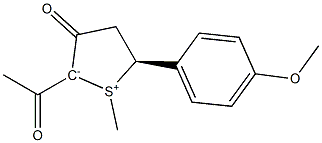(5S)-2-Acetyl-5-(p-methoxyphenyl)-1-methyl-3-oxo-2,3,4,5-tetrahydrothiophen-1-ium-2-ide 结构式