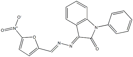 1-Phenyl-3-[2-(5-nitro-2-furanylmethylene)hydrazono]indolin-2-one 结构式