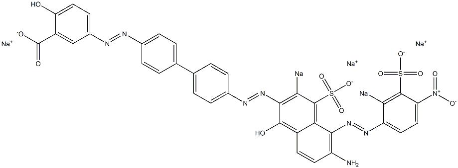 5-[[4'-[[6-Amino-1-hydroxy-5-[(4-nitro-2-sodiosulfophenyl)azo]-3-sodiosulfo-2-naphthalenyl]azo]-1,1'-biphenyl-4-yl]azo]-2-hydroxybenzoic acid sodium salt 结构式