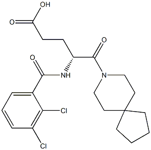 (R)-4-(2,3-Dichlorobenzoylamino)-5-oxo-5-(8-azaspiro[4.5]decan-8-yl)valeric acid 结构式