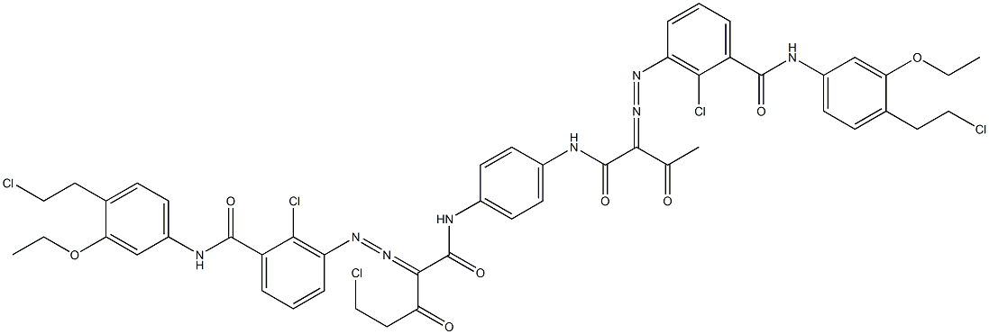 3,3'-[2-(Chloromethyl)-1,4-phenylenebis[iminocarbonyl(acetylmethylene)azo]]bis[N-[4-(2-chloroethyl)-3-ethoxyphenyl]-2-chlorobenzamide] 结构式