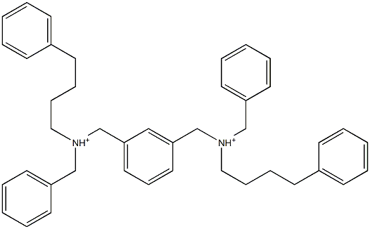 1,3-Phenylenebis[N-benzyl-N-(4-phenylbutyl)methanaminium] 结构式