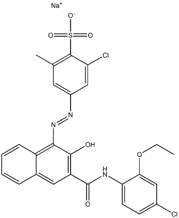 2-Chloro-6-methyl-4-[[3-[[(4-chloro-2-ethoxyphenyl)amino]carbonyl]-2-hydroxy-1-naphtyl]azo]benzenesulfonic acid sodium salt 结构式