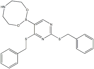 2-(2,4-Bis(benzylthio)-5-pyrimidinyl)tetrahydro-6H-1,3,6,2-dioxazaborocine 结构式