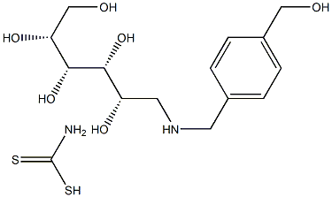 N-[4-(Hydroxymethyl)benzyl]-D-glucamine dithiocarbamate 结构式