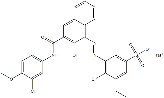 4-Chloro-3-ethyl-5-[[3-[[(3-chloro-4-methoxyphenyl)amino]carbonyl]-2-hydroxy-1-naphtyl]azo]benzenesulfonic acid sodium salt 结构式