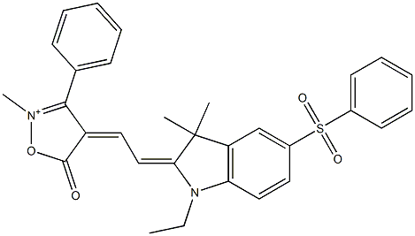 4-[2-[[1-Ethyl-1,3-dihydro-3,3-dimethyl-5-(phenylsulfonyl)-2H-indol]-2-ylidene]ethylidene]-4,5-dihydro-2-methyl-5-oxo-3-phenylisoxazol-2-ium 结构式