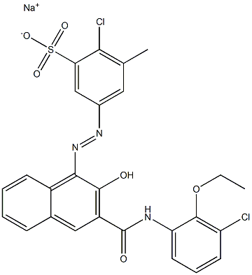 2-Chloro-3-methyl-5-[[3-[[(3-chloro-2-ethoxyphenyl)amino]carbonyl]-2-hydroxy-1-naphtyl]azo]benzenesulfonic acid sodium salt 结构式