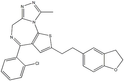 4-(2-Chlorophenyl)-2-[2-[(2,3-dihydrobenzofuran)-5-yl]ethyl]-9-methyl-6H-thieno[3,2-f][1,2,4]triazolo[4,3-a][1,4]diazepine 结构式