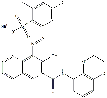 4-Chloro-2-methyl-6-[[3-[[(3-chloro-2-ethoxyphenyl)amino]carbonyl]-2-hydroxy-1-naphtyl]azo]benzenesulfonic acid sodium salt 结构式