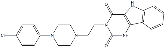 3-[2-[4-(4-Chlorophenyl)-1-piperazinyl]ethyl]-1H-pyrimido[5,4-b]indole-2,4(3H,5H)-dione 结构式