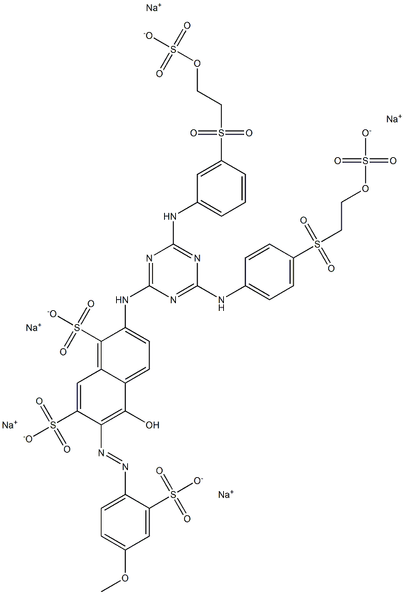 5-Hydroxy-6-(4-methoxy-2-sulfophenylazo)-2-[4-[3-[2-(sulfooxy)ethylsulfonyl]anilino]-6-[4-[2-(sulfooxy)ethylsulfonyl]anilino]-1,3,5-triazin-2-ylamino]-1,7-naphthalenedisulfonic acid pentasodium salt 结构式