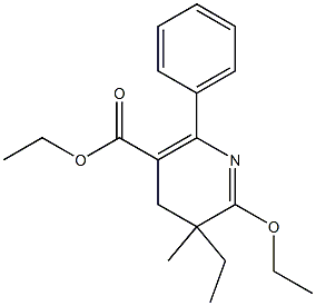 2-Ethoxy-5-ethoxycarbonyl-3-ethyl-3-methyl-6-phenyl-3,4-dihydropyridine 结构式