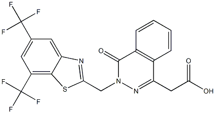 3-[(5,7-Bis(trifluoromethyl)-2-benzothiazolyl)methyl]-3,4-dihydro-4-oxophthalazine-1-acetic acid 结构式
