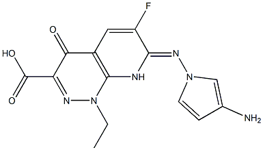 6-Fluoro-1-ethyl-7-(3-aminopyrrolizino)-1,4-dihydro-4-oxopyrido[2,3-c]pyridazine-3-carboxylic acid 结构式