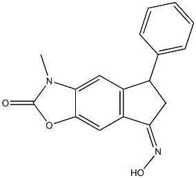 5,6-Dihydro-7-(hydroxyimino)-3-methyl-5-phenyl-7H-indeno[5,6-d]oxazol-2(3H)-one 结构式