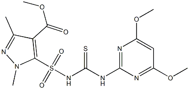 1,3-Dimethyl-5-[[(4,6-dimethoxypyrimidin-2-yl)thiocarbamoyl]sulfamoyl]-1H-pyrazole-4-carboxylic acid methyl ester 结构式