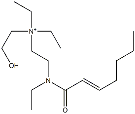 2-[N-Ethyl-N-(2-heptenoyl)amino]-N,N-diethyl-N-(2-hydroxyethyl)ethanaminium 结构式