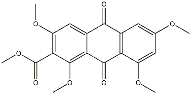 1-Methoxy-2-methoxycarbonyl-3-methoxy-6-methoxy-8-methoxy-9,10-anthraquinone 结构式