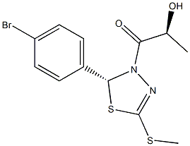 (2R)-2,3-Dihydro-5-(methylthio)-3-[(2S)-2-hydroxypropionyl]-2-(4-bromophenyl)-1,3,4-thiadiazole 结构式