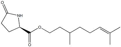 (R)-5-Oxo-2-pyrrolidinecarboxylic acid 3,7-dimethyl-6-octenyl ester 结构式