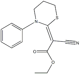 (E)-Cyano[(3-phenyl-3,4,5,6-tetrahydro-2H-1,3-thiazin)-2-ylidene]acetic acid ethyl ester 结构式