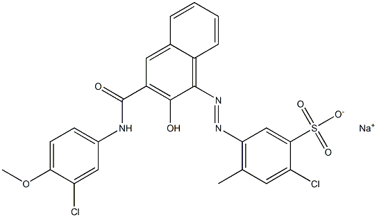 2-Chloro-4-methyl-5-[[3-[[(3-chloro-4-methoxyphenyl)amino]carbonyl]-2-hydroxy-1-naphtyl]azo]benzenesulfonic acid sodium salt 结构式