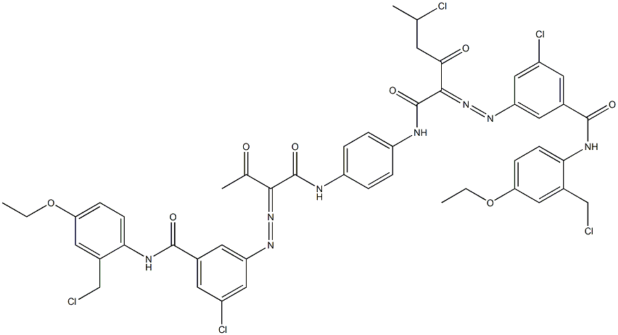 3,3'-[2-(1-Chloroethyl)-1,4-phenylenebis[iminocarbonyl(acetylmethylene)azo]]bis[N-[2-(chloromethyl)-4-ethoxyphenyl]-5-chlorobenzamide] 结构式