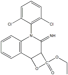 1-(2,6-Dichlorophenyl)-3,4-epoxy-1,2,3,4-tetrahydro-2-imino-3-quinolinecarboxylic acid ethyl ester 结构式