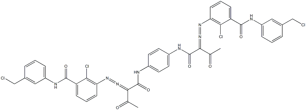 3,3'-[1,4-Phenylenebis[iminocarbonyl(acetylmethylene)azo]]bis[N-[3-(chloromethyl)phenyl]-2-chlorobenzamide] 结构式