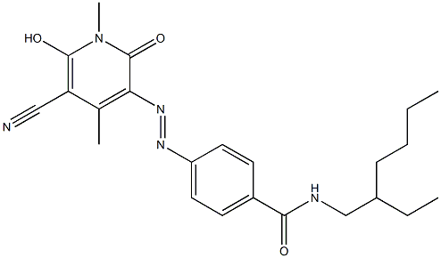 5-Cyano-3-[4-[(2-ethylhexyl)aminocarbonyl]phenylazo]-6-hydroxy-1,4-dimethyl-2(1H)-pyridone 结构式