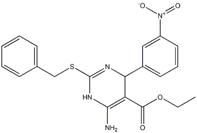 6-Amino-1,4-dihydro-2-benzylthio-4-(3-nitrophenyl)pyrimidine-5-carboxylic acid ethyl ester 结构式