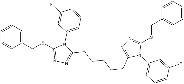 5,5'-(1,5-Pentanediyl)bis[4-(3-fluorophenyl)-3-benzylthio-4H-1,2,4-triazole] 结构式