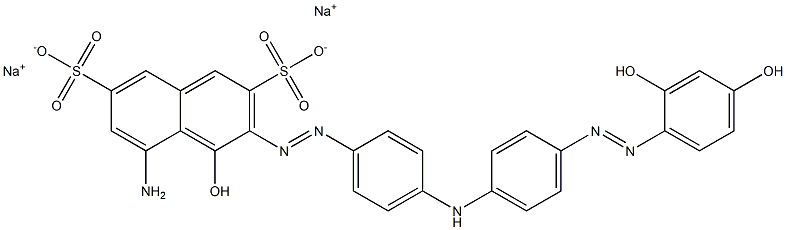 5-Amino-4-hydroxy-3-[[4-[[4-[(2,4-dihydroxyphenyl)azo]phenyl]amino]phenyl]azo]naphthalene-2,7-disulfonic acid disodium salt 结构式