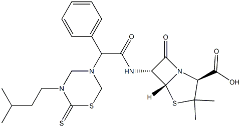 6-[2-Phenyl-2-[(3-isopentyl-2-thioxo-3,4,5,6-tetrahydro-2H-1,3,5-thiadiazin)-5-yl]acetylamino]penicillanic acid 结构式
